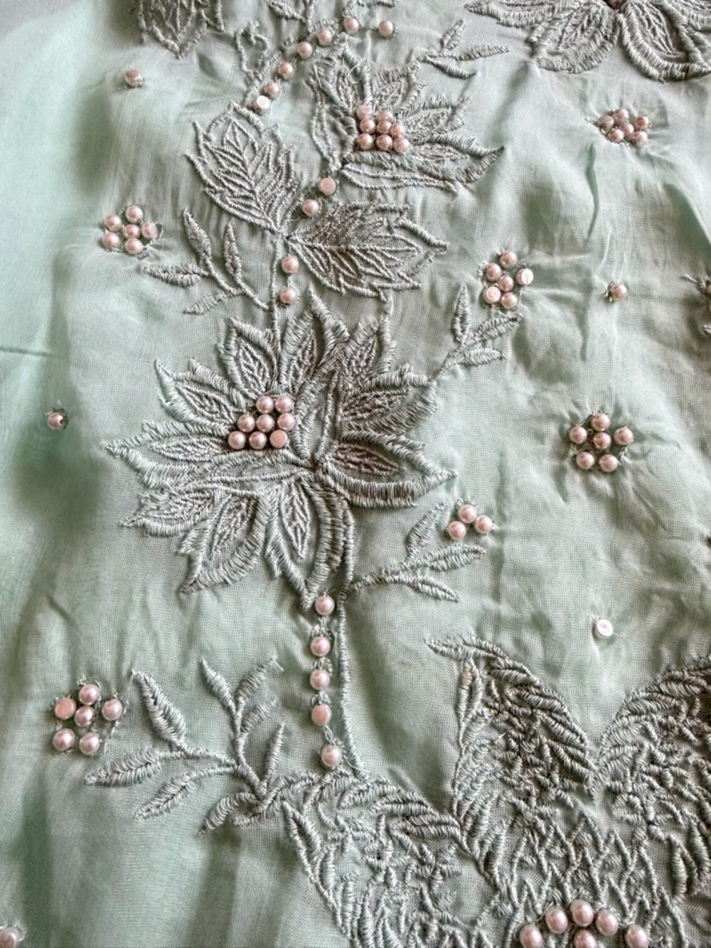 FARM Rio Mint Embroidered Sheer Blouse with Pearled Accents - Picture 4 of 7